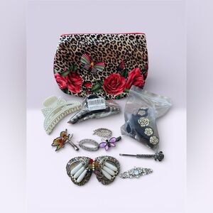Leopard Print Clutch by Estée Lauder with New & Pre Owned Hair Accessories
